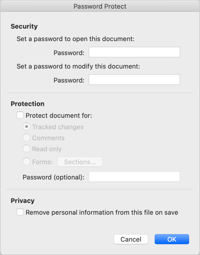 change password protection word for mac